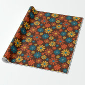 Retro Flower Power 1960's Cadeaupapier (Uitgerold)