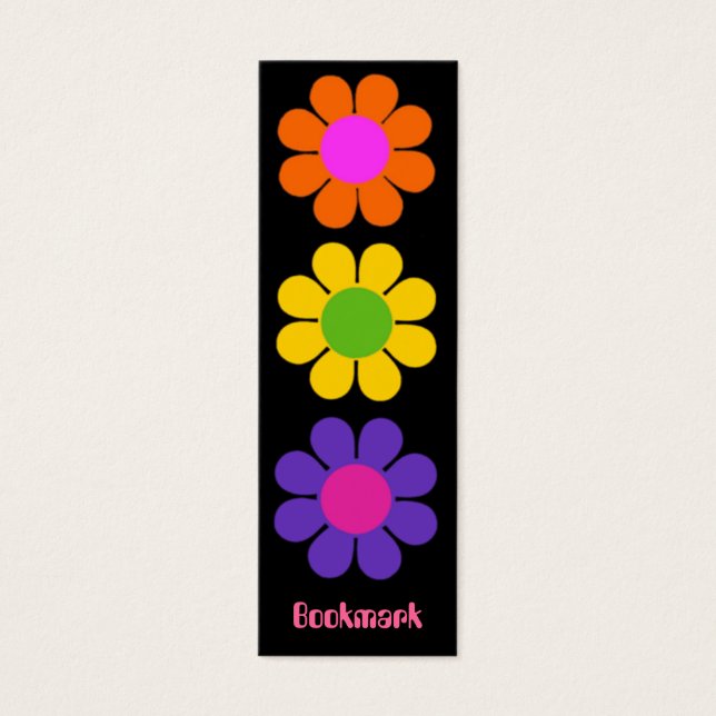 Retro Flower Power Bladwijzer Mini Visitekaartjes (Voorkant)