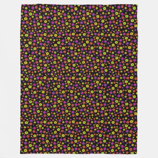 Retro Flower Power Fleece Deken (Voorkant)