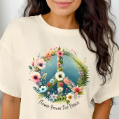  Retro "Flower Power for Peace" Vredesbord T-shirt