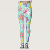 Retro Flower Power Pastels Leggings (Voorkant)
