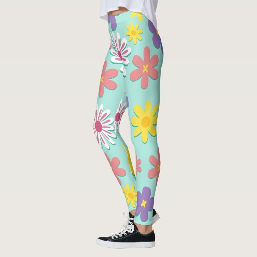 Retro Flower Power Pastels Leggings (Links)