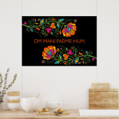 Retro Flower Power Ranken Border 19 + jouw tekst Poster (Keuken)