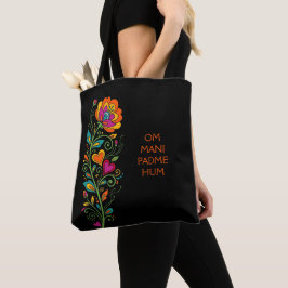 Retro Flower Power Ranken Border 19 + jouw tekst Tote Bag