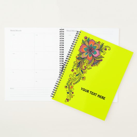 Retro Flower Power Ranken Border 6 + jouw tekst Planner (Display)