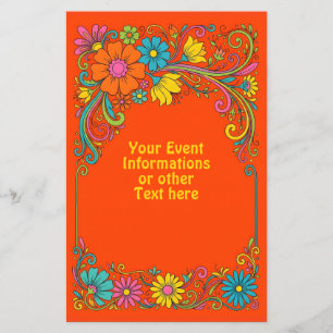 Retro Flower Power Ranken - Label Frame 1 Flyer