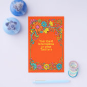 Retro Flower Power Ranken - Label Frame 1 Flyer (Enkel)