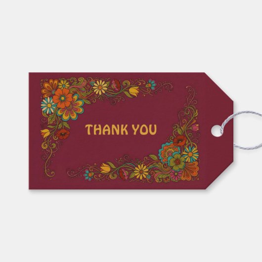 Retro Flower Power Ranken - Label Frame 8 Cadeaulabel (Voorkant (Horizontaal))