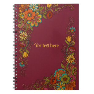 Retro Flower Power Ranken - Label Frame 8 Notitieboek