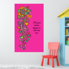 Retro Flower Power Ranken Rand 18 + jouw tekst Poster