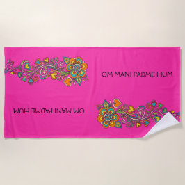 Retro Flower Power Ranken Rand 18 + jouw tekst Strandlaken