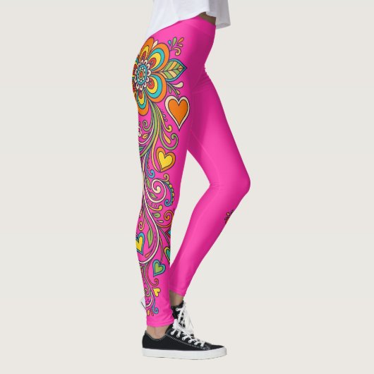 Retro Flower Power Ranken Rand 18 Leggings (Rechts)