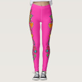 Retro Flower Power Ranken Rand 18 Leggings (Voorkant)