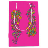 Retro Flower Power Ranken Rand 18 Medium Cadeauzakje (Voorkant)