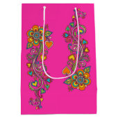 Retro Flower Power Ranken Rand 18 Medium Cadeauzakje (Achterkant)