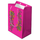 Retro Flower Power Ranken Rand 18 Medium Cadeauzakje (Achterkant Gekanteld)