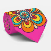 Retro Flower Power Ranken Rand 18 Stropdas (Opgerold)