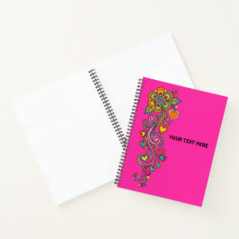 Retro Flower Power Ranken Rand 18 + uw tekst Notitieboek