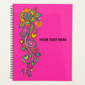 Retro Flower Power Ranken Rand 18 + uw tekst Planner (Voorkant)