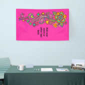 Retro Flower Power Ranken Rand 18 + uw tekst Spandoek (Beurs)