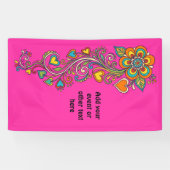 Retro Flower Power Ranken Rand 18 + uw tekst Spandoek (Horizontaal)