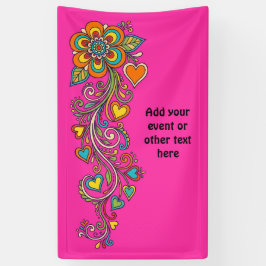 Retro Flower Power Ranken Rand 18 + uw tekst Spandoek