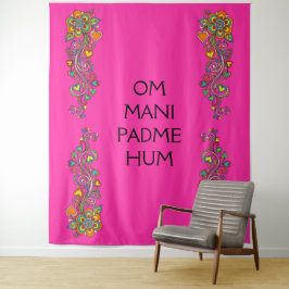 Retro Flower Power Ranken Rand 18 + uw tekst Wandkleed