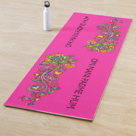 Retro Flower Power Ranken Rand 18 + uw tekst Yogamat