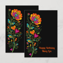 Retro Flower Power Ranken Rand 19 + jouw tekst