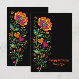 Retro Flower Power Ranken Rand 19 + jouw tekst