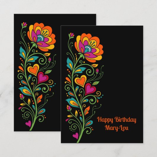 Retro Flower Power Ranken Rand 19 + jouw tekst (Voorkant / Achterkant)