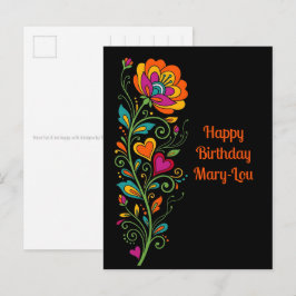 Retro Flower Power Ranken Rand 19 + jouw tekst Briefkaart
