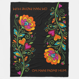 Retro Flower Power Ranken Rand 19 + jouw tekst Fleece Deken