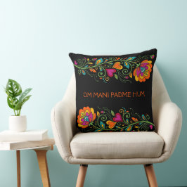 Retro Flower Power Ranken Rand 19 + jouw tekst Kussen