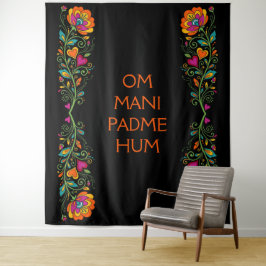 Retro Flower Power Ranken Rand 19 + jouw tekst Wandkleed