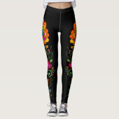 Retro Flower Power Ranken Rand 19 Leggings (Voorkant)