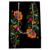 Retro Flower Power Ranken Rand 19 Medium Cadeauzakje (Achterkant)