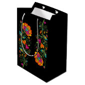 Retro Flower Power Ranken Rand 19 Medium Cadeauzakje (Achterkant Gekanteld)