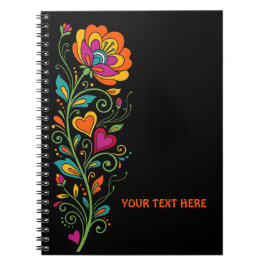 Retro Flower Power Ranken Rand 19 + uw tekst Notitieboek
