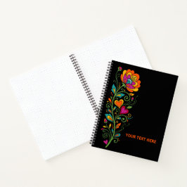 Retro Flower Power Ranken Rand 19 + uw tekst Notitieboek