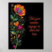 Retro Flower Power Ranken Rand 19 + uw tekst Poster (Voorkant)