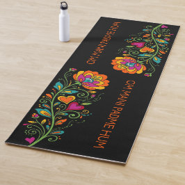 Retro Flower Power Ranken Rand 19 + uw tekst Yogamat
