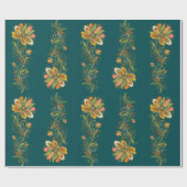 Retro Flower Power Ranken Rand 1 Cadeaupapier (Vlak)