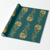 Retro Flower Power Ranken Rand 1 Cadeaupapier (Uitgerold)