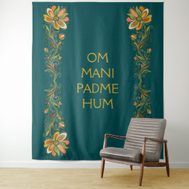 Retro Flower Power Ranken Rand 1 + jouw tekst Wandkleed