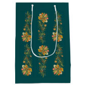 Retro Flower Power Ranken Rand 1 Medium Cadeauzakje (Achterkant)