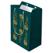 Retro Flower Power Ranken Rand 1 Medium Cadeauzakje (Achterkant Gekanteld)