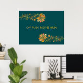 Retro Flower Power Ranken Rand 1 + uw tekst Poster (Thuiskantoor)