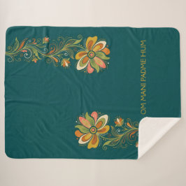 Retro Flower Power Ranken Rand 1 + uw tekst Sherpa Deken