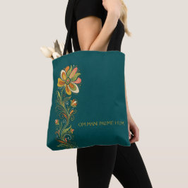 Retro Flower Power Ranken Rand 1 + uw tekst Tote Bag